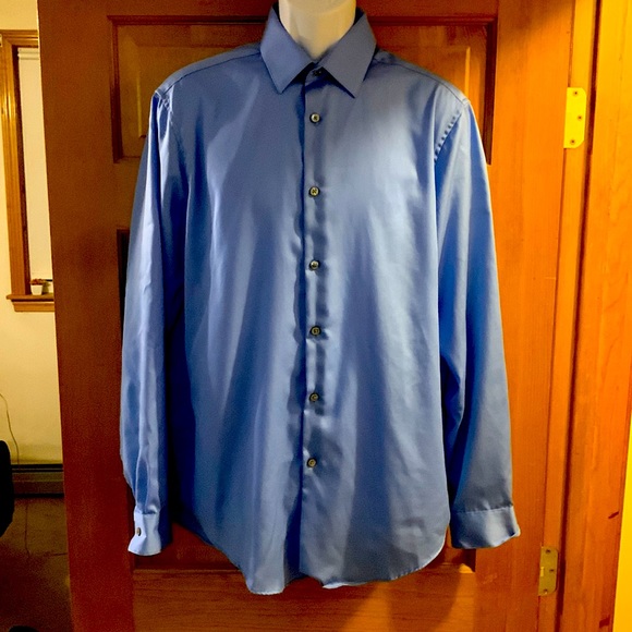 Mens L Calvin Klein Dress Shirt Blue Beautiful - Picture 1 of 2